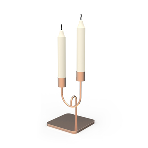Modern Brass <b>Candle</b> Stand with <b>Red</b> and Yellow Glass Flowers for Home Decoration - Product Image 3
