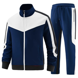Men's Green <b>White</b> Color Block Tracksuit Full Zip Jacket and <b>Jogger</b> Pants Sporty Style Quick Dry Polyester Autumn Wear - Product Image 3