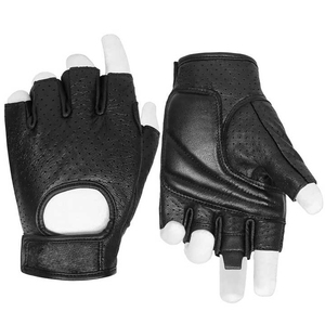 Gants de musculation en cuir à logo personnalisé, demi-doigts, robustes, pour haltérophilie, musculation et exercices de gym - Product Image 1