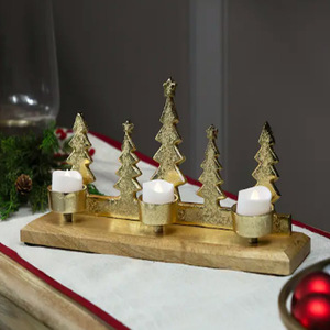 <b>Tree</b> Metal Tealight Holder Pine <b>Tree</b> Quintet Christmas Metal Tealight Holder Tealight Holder Home Decoration Durable - Product Image 1