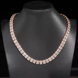 Chaîne cubaine en or rose 10K avec diamants ronds, bijoux hip-hop pour homme, cadeau spécial, colliers provenant d'un fournisseur indien - Product Image 1