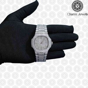 Montre de luxe pour homme Charm_Jewells en acier inoxydable, boîtier de 40 mm, mouvement mécanique, accents de diamants, bracelet en cuir, étanche 10 bars - Product Image 5