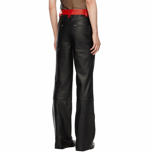 Pantalon en PU pour homme, taille mi-haute, style hip-hop, personnalisé, haute qualité, écologique, avec bandes latérales rouges, en tissu velours côtelé, devant plat, avec logo, collection 2026 - Product Image 4