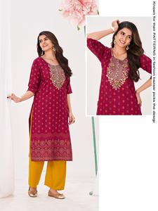Conjunto de Kurti de Rayón Bordado con Dupatta Jacquard, Colección de Ropa India y Pakistaní Hecha a Mano - Product Image 5
