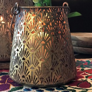 Bucket Style Gold Finished Metal Lantern <b>for</b> Festive Home and Wedding Decor Or Garden <b>Pathway</b> <b>lighting</b> Display From India - Product Image 6