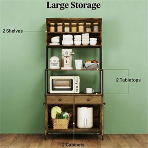 <b>Rustic</b> Brown Baker Rack and Storage <b>Cabinet</b> Cutlery Organizer with Kitchen <b>Cabinets</b> - Product Image 3
