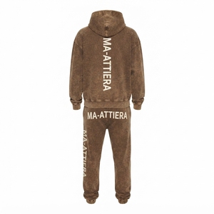 Conjunto de Sudadera con Capucha Oversize y Pantalones Jogger de Algodón Lavado Personalizado para Mujer, Chándal Casual de Forro Polar Estilo Urbano OEM ODM - Product Image 4