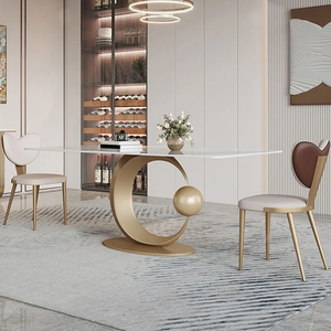 Splendor Modern Rectangular Dining <b>Table</b> and Chair Combination with Italian Stone and Glass Top - Product Image 6