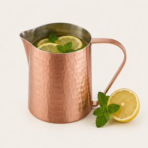 Pure Hammered Copper Mugs Eco-Friendly Metal Milk Frothing Jug Antique Finish Heavy Gauge Copper Water Jug for Home Decor - Product Image 2