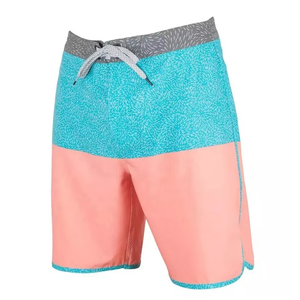 Men's Quick Dry Board Shorts | Two-Tone Mint Green & <b>Grey</b> Patterned Swim <b>Trunks</b> | High-Performance Summer Surf Beach Shorts - Product Image 5