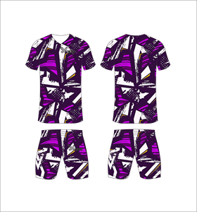 Conjunto de Uniforme de Fútbol Sublimado Personalizado, Patrón de Arte Abstracto Morado y Blanco, Transpirable, de Secado Rápido, para Hombres y Niños - Product Image 1