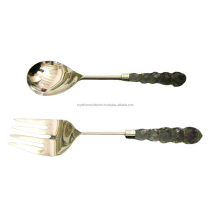 Servidor de ensalada con mango de diseño de acero inoxidable reutilizable de primera calidad, juego de dos para hogares, hoteles y restaurantes - Product Image 5