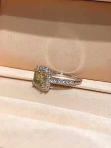 Anillo de halo con racimo de gemas de moissanita amarilla de 7 mm, plata 925 original, regalo para pareja, engaste de garra - Product Image 6
