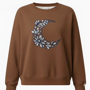 Ladies Oversized Winter Long Printed Sweatshirt Contemporary Slouchy <b>Frame</b> Midweight Knit Warm Crewneck Casual Lifestyle Wear - Product Image 1