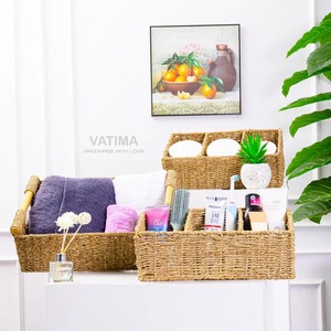 Ensemble de 3 paniers de rangement en jonc de mer à compartiments, faits à la main, vente en gros, écologiques, fabriqués au Vietnam - Product Image 4
