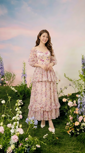 Vestido de Mujer Transpirable con Estampado Floral y Volantes en Capas, Vestido Mixi Elegante de Punto con Cintura Natural, Ecológico, para Fiestas de Verano, Precio de Fábrica - Product Image 3