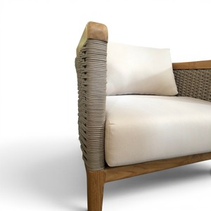 Sillón de Madera de Teca para Exteriores con Cojín de Cuerda Tejida, Diseño Contemporáneo, Muebles para el Hogar, Sala de Estar, Oficina en Casa, Hotel y Villa - Product Image 6