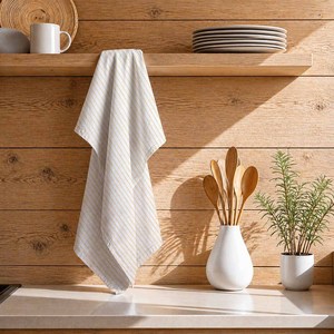Serviette de cuisine de haute qualité, design personnalisé, pour usage domestique, motif rayé, fabriquée en Inde. - Product Image 1