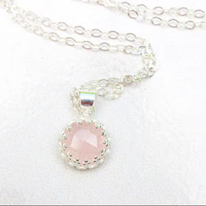 Sterling Silver Rose Quartz Necklace Minimalist Jewelry Gift For Him Handmade Pendant Wholesale Supplier - Product Image 1