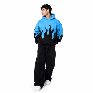 <b>Mens</b> FlameGraphic Hoodie Soft Fleece <b>Pullover</b> Streetwear Y2K Casual Winter Top Wholesale B2B US Sourcing Regular Fit 100% Cotton - Product Image 1