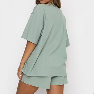 Conjunto Casual de Dos Piezas para Mujer, Primavera, Nuevo, Corte Regular, Camiseta y Pantalones Cortos, Tejido de Punto Grueso, para Gimnasio - Product Image 2