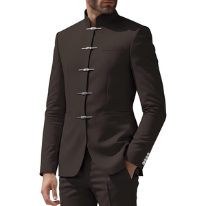 Chaqueta Tradicional Alpina para Hombre, Estilo Bávaro Alemán, Cuello Mao, Cierre de un Solo Botón, de Lana, para Oktoberfest - Product Image 3