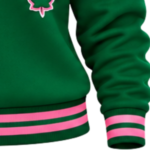 Sudadera Verde de Punto Acanalado para Mujer con Diseño Gráfico de Letras, Cuello Redondo, Manga Larga, Estilo Casual Varsity - Product Image 4