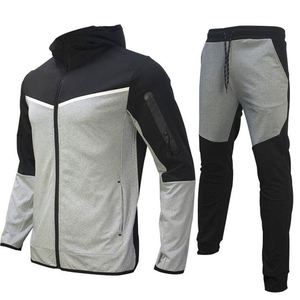 Ensemble de survêtement pour homme à capuche avec fermeture éclair intégrale, respirant, en polyester et coton, idéal pour l'automne - Product Image 6