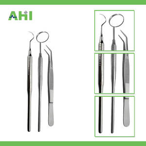 ชุดตรวจสุขภาพช่องปากแบบแมนนวล 3 ชิ้น สำหรับอุตสาหกรรมการแพทย์แอฟริกัน ประกอบด้วยกระจกตรวจฟันสแตนเลส หัวตรวจฟัน และสำลี - Product Image 3