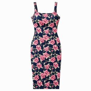 Robe moulante décontractée pour femme à imprimé floral avec soutien-gorge intégré, en Spandex et Polyester, sans manches, coupe ajustée, longueur midi, vente en gros, personnalisation OEM ODM - Product Image 4