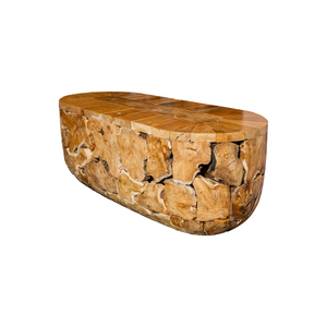 Meubles de salon ARTERRA de luxe en bois naturel fabriqués à la main, ambiance chaleureuse et accueillante, pièce ovale en racine de teck rustique de qualité supérieure - Product Image 1