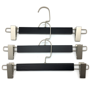 Premium black wooden trouser <b>clips</b>, customizable with logo size, suitable for clothing stores and home wardrobes - Product Image 2