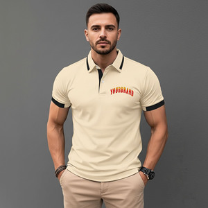 เสื้อโปโลแขนสั้นผู้ชายสไตล์ลำลองสำหรับฤดูร้อน ผ้าฝ้าย 100% แห้งเร็ว สีพื้น พิมพ์โลโก้ได้ตามต้องการ ผ้าไม่เป็นขุย เสื้อยืดกอล์ฟผู้ชาย - Product Image 4