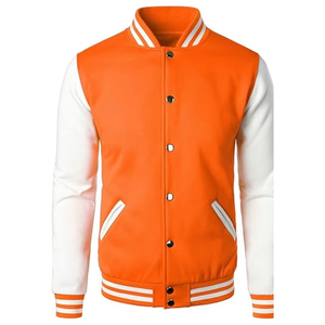 Chaqueta Varsity Personalizada Naranja y Blanca para Hombre, Chaqueta Bomber de Béisbol, Uniforme Universitario de Moda, Ropa de Calle, OEM, ODM, Venta al Por Mayor - Product Image 1