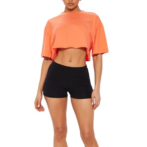 Nouveau design OEM, logo personnalisé, 100% coton, coupe ample, respirant, col rond, manches courtes, t-shirt court pour femmes - Product Image 1