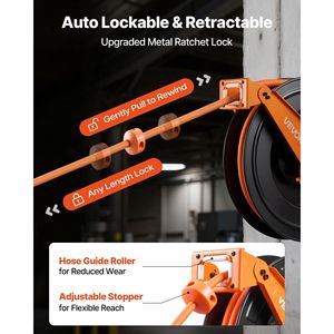 Avvolgitubo Automatico per Compressore d'Aria da 1/2 Pollice x 50 Piedi, Tubo Industriale in Gomma da 300 PSI con Cavo di Alimentazione da 5 Piedi - Product Image 3