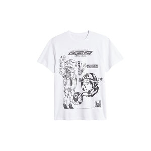 T-shirt blanc à manches courtes pour homme, col rond, coupe classique, avec imprimé style streetwear, en jersey de coton - Product Image 1