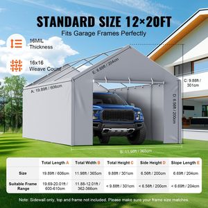 Bâche de remplacement robuste pour abri de garage ou carport 12 x 20 pieds avec protection UV, facile à installer - Product Image 4