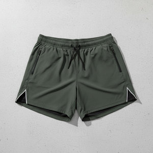 Men's 2 in 1 Running Shorts Built-in Compression <b>Layer</b> Zip Pockets Reflective Quick Dry OEM Wholesale Manufacturer - Product Image 4