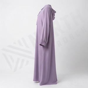 Chiffon Arabic Abaya with <b>Matching</b> Hoodie Stylish and Lightweight Perfect for Layering or Evening Wear Fashion Design - Product Image 3