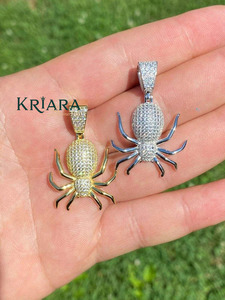Colgante de Araña Cultivada en Laboratorio con Diamantes Redondos de Corte Brillante, Chapado en Plata, Estilo Hiphop, Joyería Unisex - Product Image 4