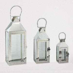 Nueva Tendencia: Linterna de Metal y Vidrio con Acabado Plateado Brillante, Linterna para Velas para Bodas y Jardines, Hecha a Mano - Product Image 1