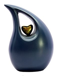 Urne funéraire en aluminium en forme de goutte d'eau, avec couvercle fileté décoratif et texture élégante - Product Image 3