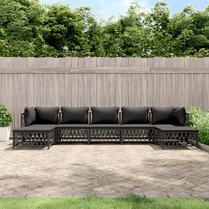 Ensemble de salon de jardin anthracite, structure en acier, 6 places, mobilier d'extérieur, design contemporain - Product Image 1