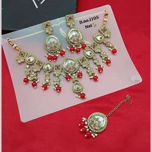 Gold Plated Fine <b>Jewelry</b> <b>Set</b> with Crystal Stone and <b>Pearls</b> 11151660RD Necklace - Product Image 1