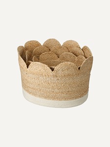 Panier festonné en gros pour la décoration intérieure, panier de rangement en jonc de mer naturel tressé, panier à linge en jacinthe d'eau pour l'organisation - Product Image 4