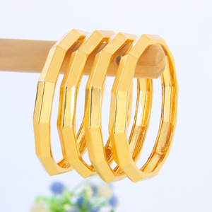 Little Bee Jewelry YB303 Dubai Fashion Anti-Tarnish High Quality 21k Gold Plated Simple Frosted <b>Bangles</b> Bracelet for Women Party - Product Image 4