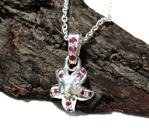 Natural <b>Ruby</b> Flower Pendant <b>Necklace</b> in 925 Sterling Silver Handmade Gemstone Jewelry for Women Gift For Her - Product Image 3