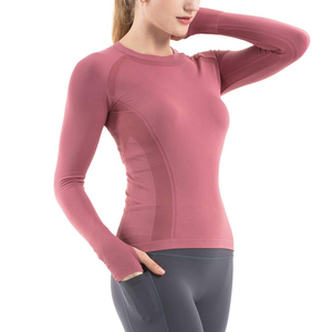 Premium Women Yoga <b>Top</b> High Athletic <b>Vest</b> Breathable Workout Shirt Gym Apparel <b>Long</b> Sleeve Tank Soft Compression Fitness - Product Image 1