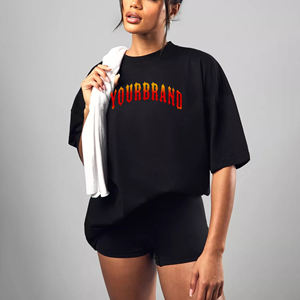 T-shirt pour femme de haute qualité 100% coton, écologique, vêtements décontractés d'été, vente en gros, manches courtes, col rond, appliques personnalisables - Product Image 6